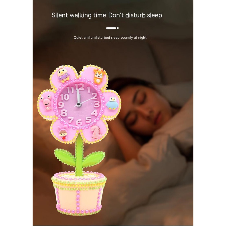 Đồng Hồ Báo Thức Hình Hoa Thủ Công Tự Làm Sáng Tạo Cho Bé