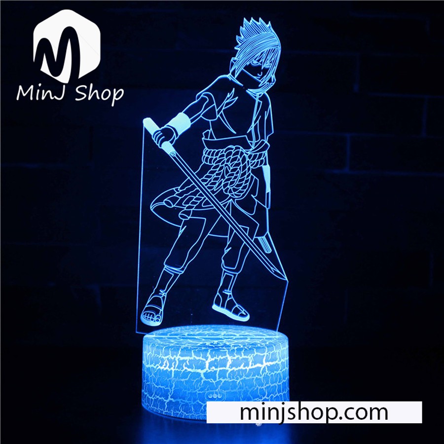 Đèn Ngủ 3D Anime Sasuke| 16 Màu + Remote | Đèn Ngủ 3D Led Sasuke | MinJ Shop