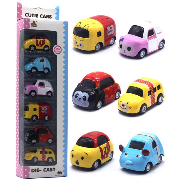 BỘ VĨ 6 XE ĐỒ CHƠI MINI HOẠT HÌNH CHẠY TRỚN, QUÁN TÍNH