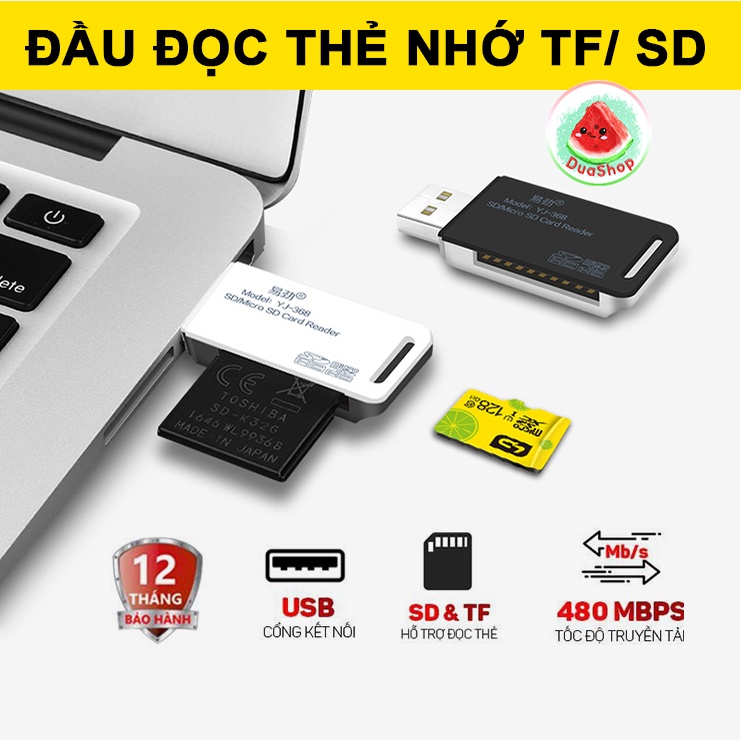 Đầu Đọc Thẻ Nhớ USB PESTON - Đầu Lọc Thẻ TF/ SD 2 Trong 1 Tiện Lợi Loại Bền ĐẹpDuashop