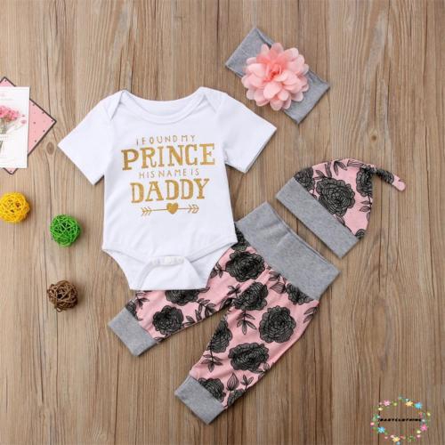 Áo Liền Quần+Quần Dài+Nón+Băng Đô Cho Bé Mới Sinh