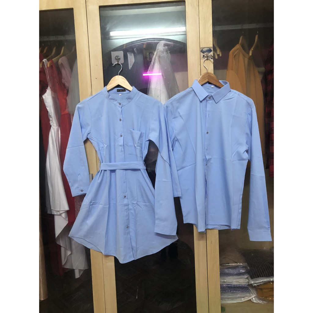 [Freeship] Set đồ đôi áo sơ mi nam - đầm nữ thiết kế thanh lịch thời trang Noble TN22 (Kèm ảnh thật)