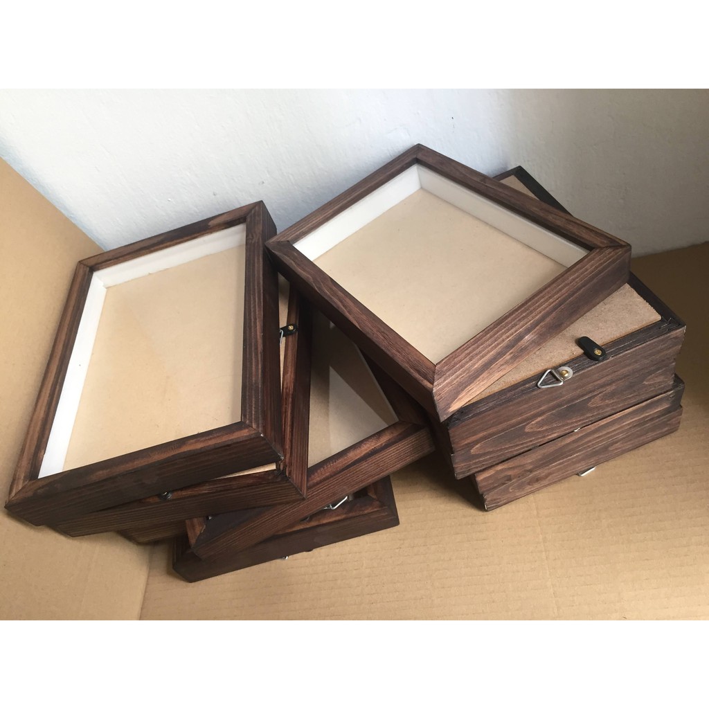 Khung ảnh 13x18 Hộp B1 - Khung hình gỗ thông mặt kính - Khung ảnh đẹp handmade - Picture Frames Tiệm Khung PT