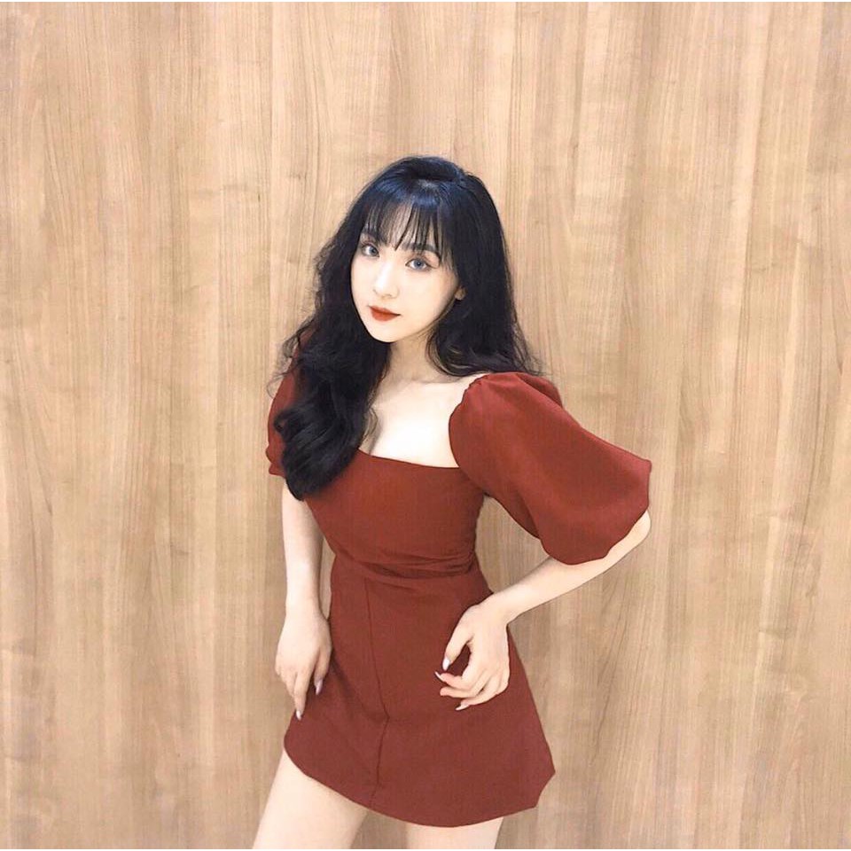 [Mã SKAMA06 giảm 8% tối đa 50K đơn 250K] ĐẦM ĐỎ CÚP NGỰC RỚT VAI TAY PHỒNG | BigBuy360 - bigbuy360.vn