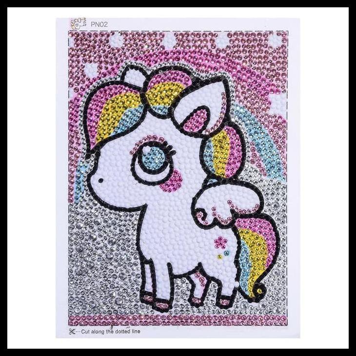 Tranh Đính Đá Tự Làm Hình Ngựa Pony 02! 15x20cm Cho Người Mới Bắt Đầu