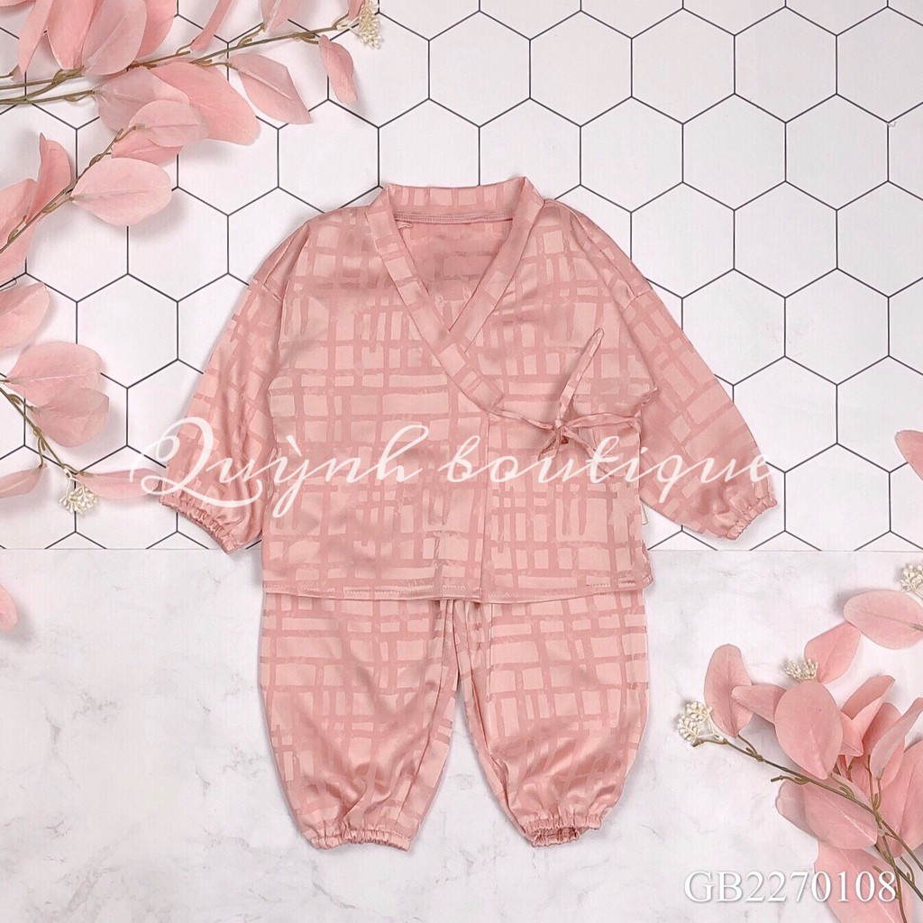 Bộ ngủ cho bé  QUỲNH BOUTIQUE  Bộ Pijama lụa họa tiết caro cho bé yêu