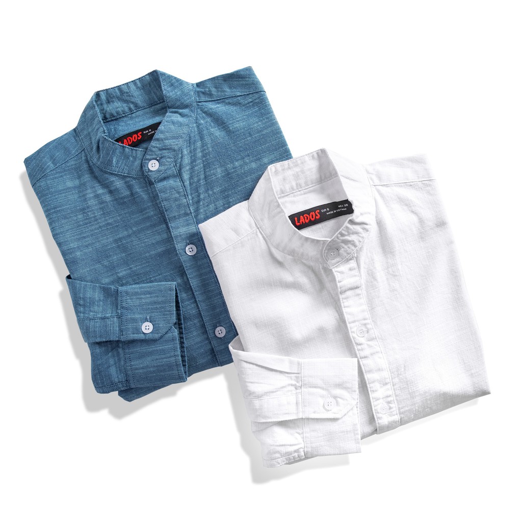 Áo sơ mi dài tay cổ trụ dành cho nam LADOS - 8057 chất vải Linen thô - Áo sơ mi nam thời trang | BigBuy360 - bigbuy360.vn