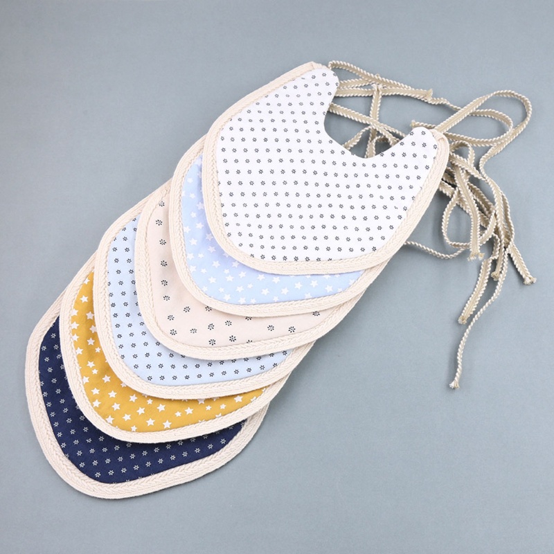 Yếm Ăn Cotton Lanh Hai Mặt In Họa Tiết Hoạt Hình Dễ Thương Cho Bé