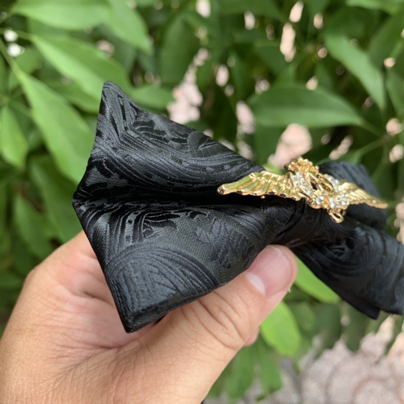 Nơ cổ nam cao cấp dành cho chú  rể -Mc Nơ silk đính cánh thiên thần Giangpkc 4/2021