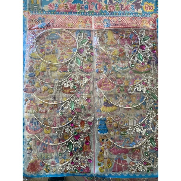 Vỉ 12 bộ dán sticker kèm bờm tóc hình vuong miện