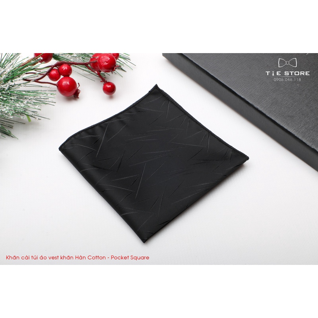 Khăn Cài Túi Áo Vest - Pocket Square, phụ kiện lịch lãm, đen kẻ tăm