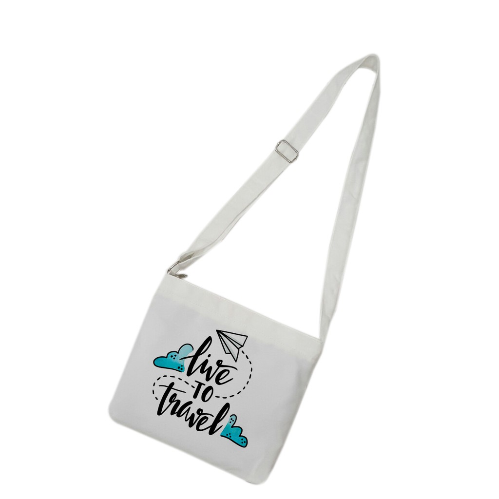 [Mã FAMALLT5 giảm 15% đơn 150K] Túi tote mini đeo chéo vải canvas mềm, dày TROY in hình Live to travel