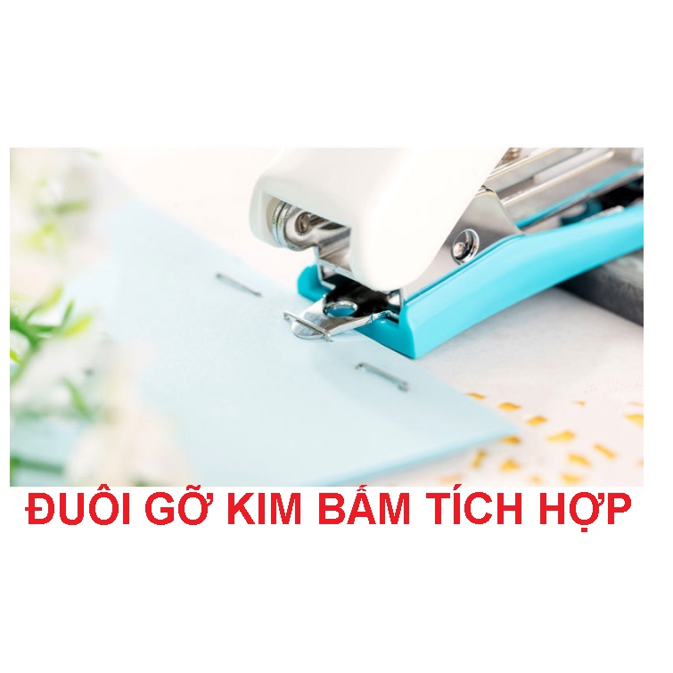 Bấm kim mini Deli nhỏ gọn bấm kim tập cho học sinh văn phòng