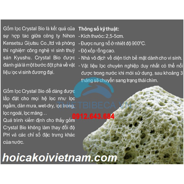 Gốm Lọc Cao Cấp Crystal Bio Đóng Túi 1Kg. Độ Rỗng Xốp Cao Và Nhẹ Lọc Nước Tốt Vi Sinh Trú Ngụ Và Sản Sinh Nhiều