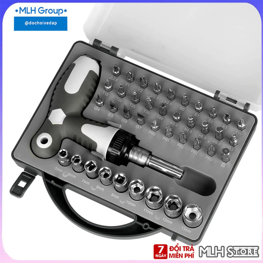 Bộ Tua Vít chữ T 40 Món Đa Năng Và Tròng Socket Lục Giác Nhiều Đầu Linh Hoạt Giúp Sửa Chữa Gia Đình Tiện Lợi MLH