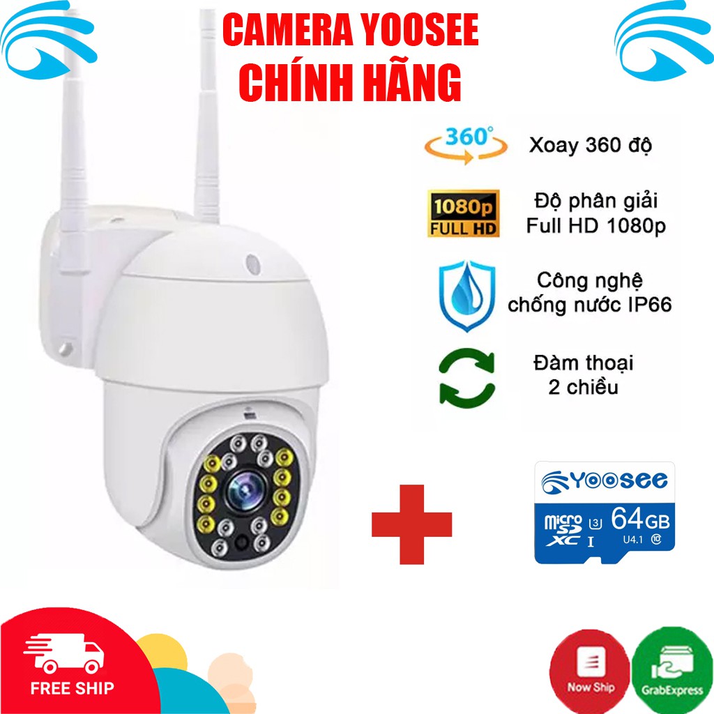 Camera YooSee PTZ mini xoay 360 - Full HD Siêu nét 2.0mpx kèm thẻ nhớ Yoosee 64GB - Cam kết chính hãng, bh 2 năm