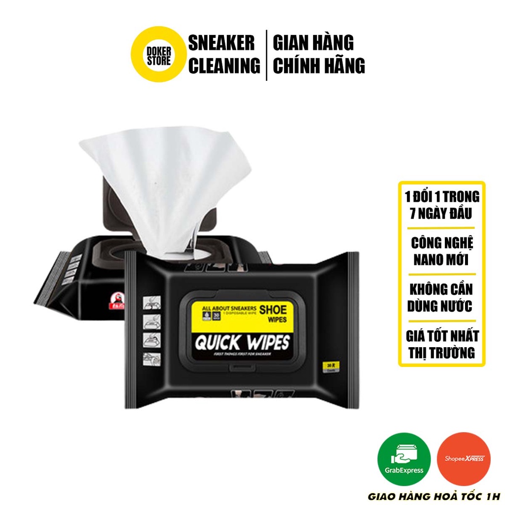 Khăn lau giày Quick Wipes vệ sinh giày sneaker không cần giặt 30 khăn