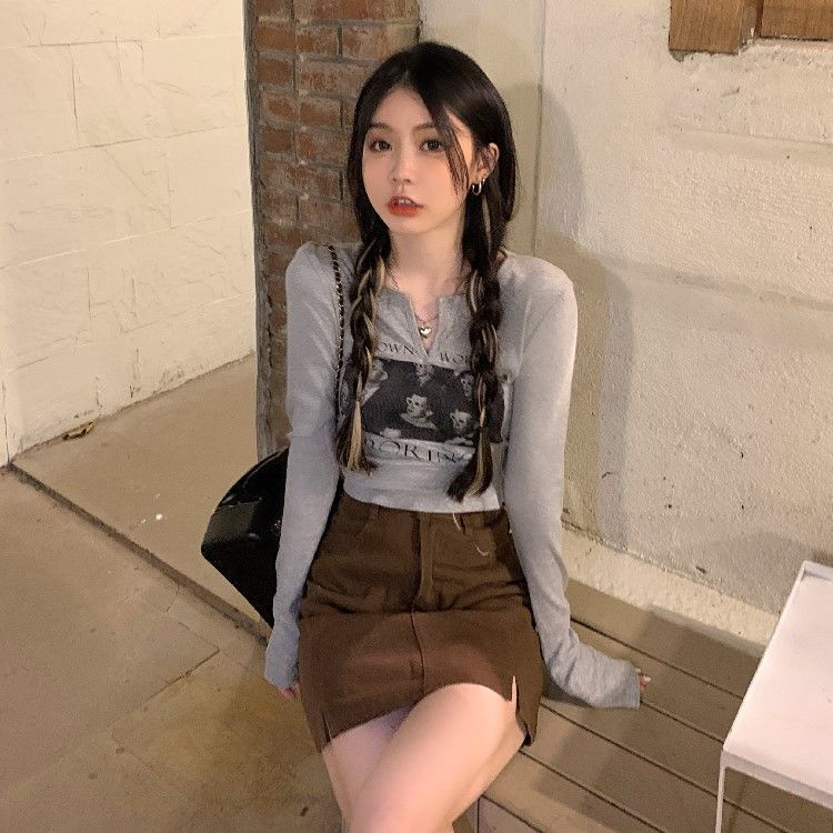 Áo polo Tay Dài Màu Xám Thiết Kế Thanh Lịch Cho Nữ