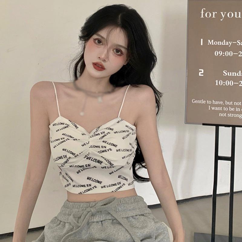 Áo Hai Dây Ôm Dáng In Chữ Đơn Giản Thời Trang Cho Nữ