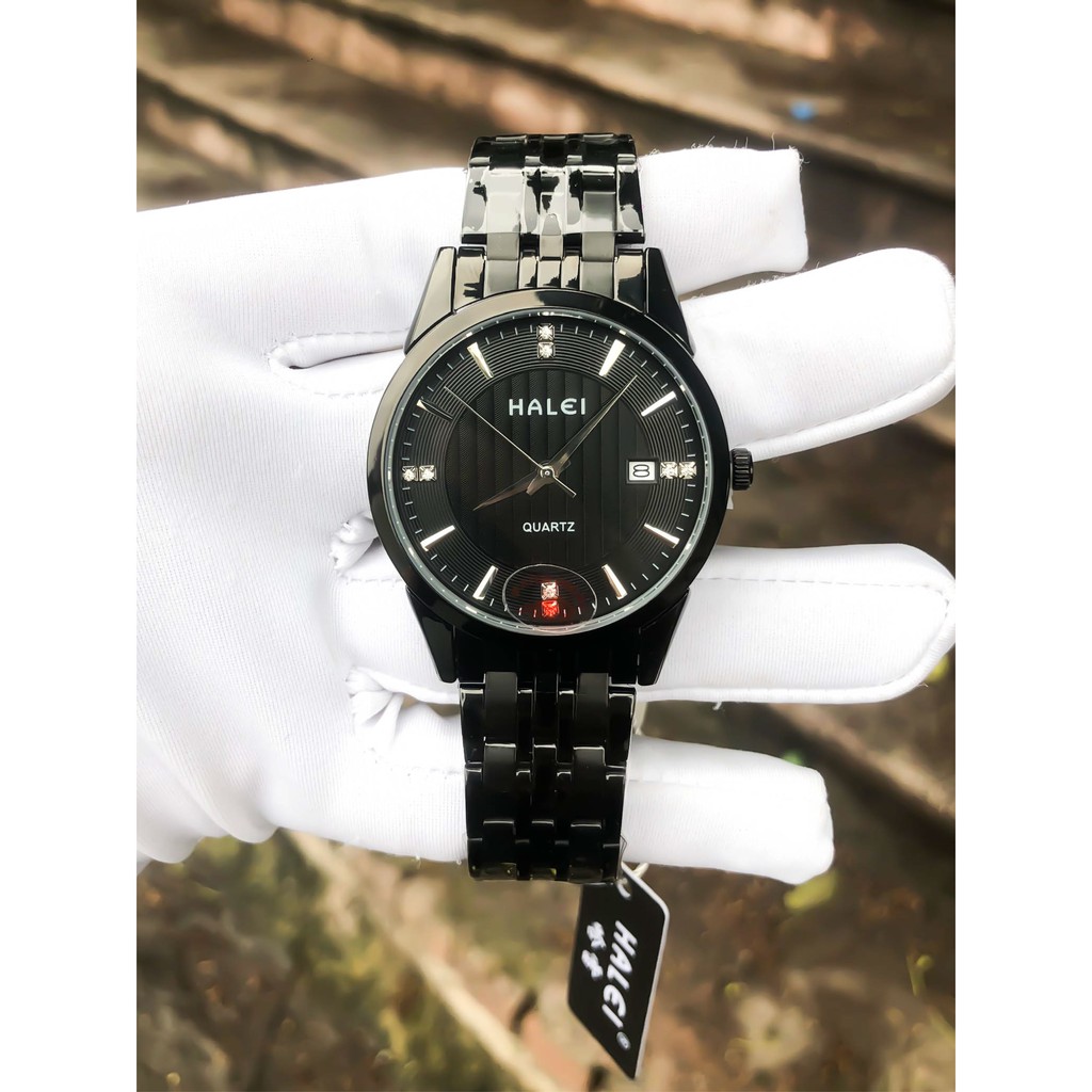 Đồng Hồ Nam HALEI FULL BLACK MSH00985 Bao Ngầu, Chống Nước 5ATM  Tặng 1 Nhẫn