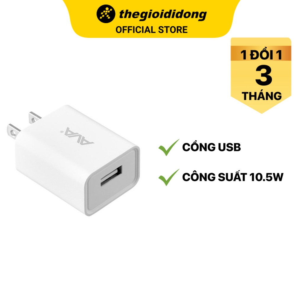 Adapter Sạc 2.1A AVA DS433-WB Trắng