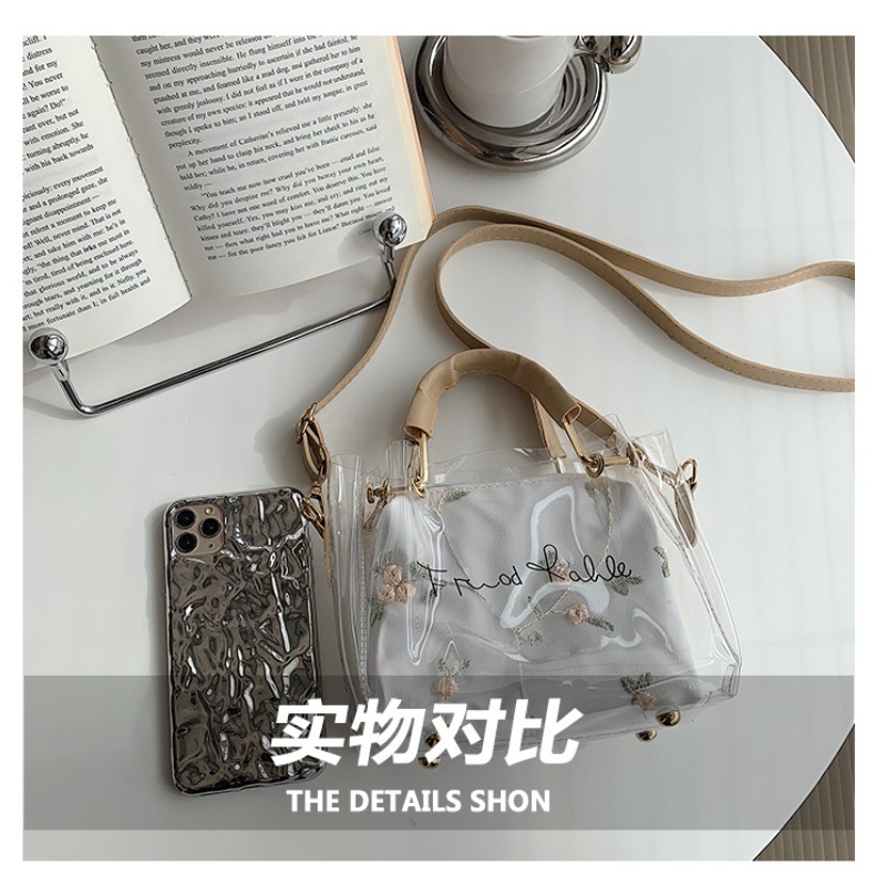 Túi đeo vai IELGY hình vuông màu thạch trong suốt đơn giản thời trang xuân hè