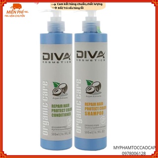 Dầu gội xả DIVA ORGANIC CARE phục hồi và bảo vệ màu nhuộm 500mlx2(MẪU MỚI 2019)
