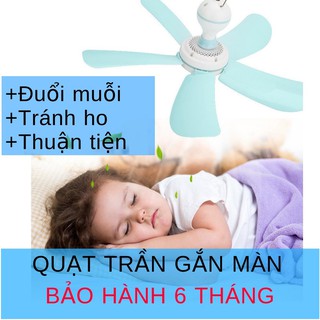 Quạt trần mini 5 cánh cắm điện đuỗi muỗi và treo màn đường kính 32cm 17012