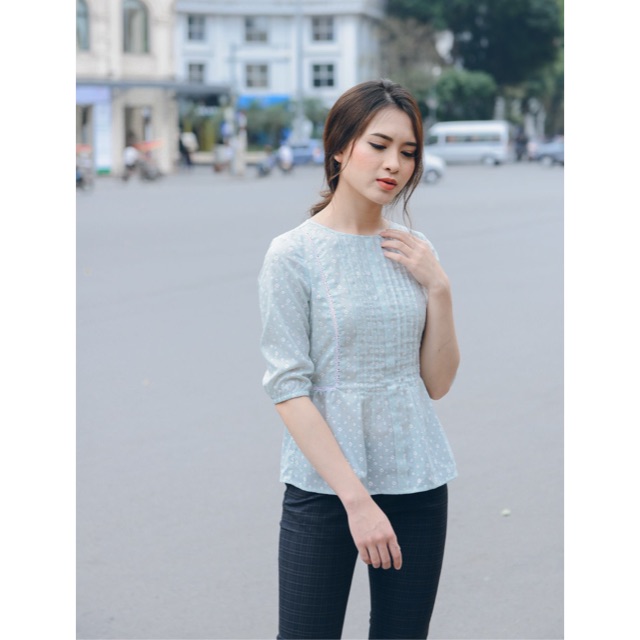 Áo pep hoa nhí xanh