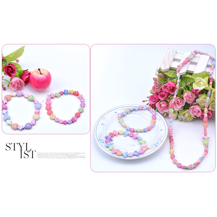 Bộ xâu vòng tay, vòng cổ hạt cườm cho bé (có kèm 01 cuộn dây dài)