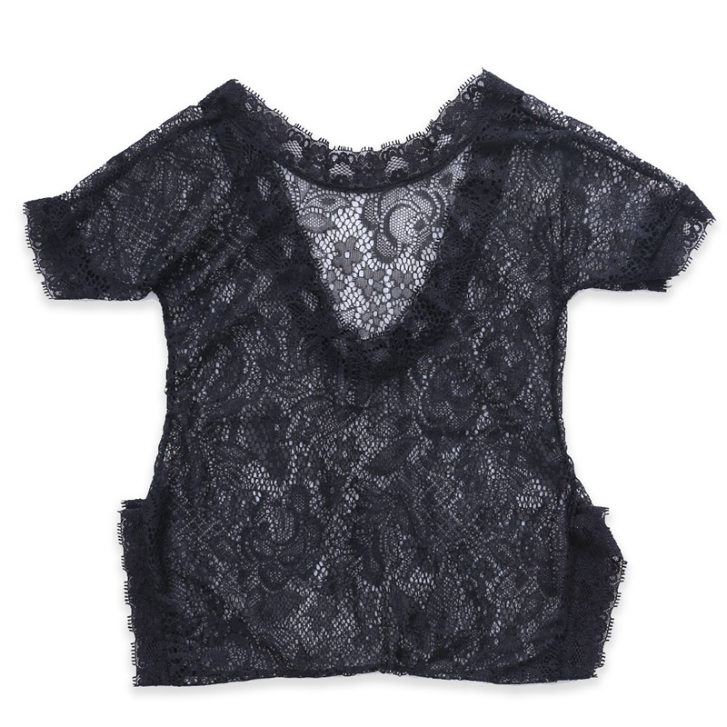 Áo Liền Quần Tay Lỡ Phối Ren Hoa Làm Phụ Kiện Chụp Ảnh Cho Bé Sơ Sinh