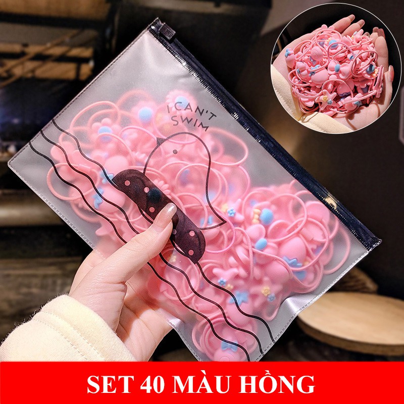 Set 40 chun, thun buộc tóc xinh xắn phong cách Hàn Quốc cho bé yêu D36