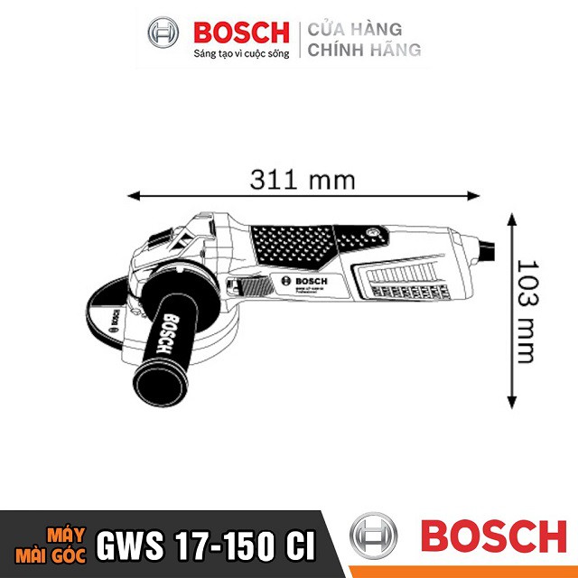 [CHÍNH HÃNG] Máy Mài Góc Bosch GWS 17-150 CI (150MM-1700W), Giá Đại Lý Cấp 1, Bảo Hành Tại Các TTBH Toàn Quố