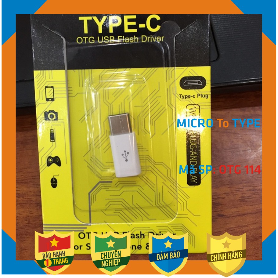 Đầu Chuyển Đổi MICRO USB To Type C nhôm, nhựa - Bảo hành 1 tháng!!!