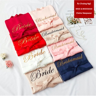 (LOẠI TỐT HƠN) Áo choàng makeup CÔ DÂU THÊU chữ BRIDE LỤA LATIN HÀNG CAO CẤP Mềm mại mịn màng sang trọng Chérie Sleepwe
