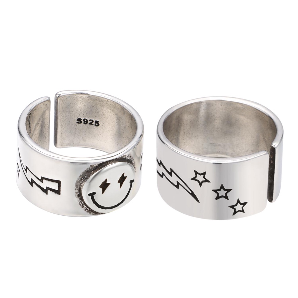 Set 1 / 2 Nhẫn Họa Tiết Mặt Cười Thời Trang|Nhẫn Hở Có Thể Điều Chỉnh Kích Thước Màu Sắc