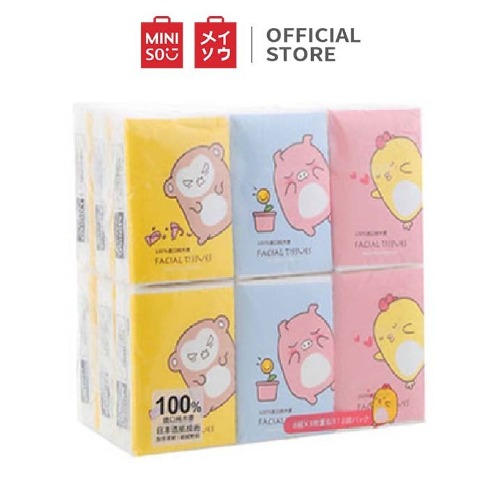 Khăn giấy lụa Miniso bỏ túi Z-cartoon 18 gói - Hàng chính hãng