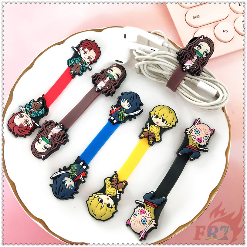◐ Phụ Kiện Quấn Dây Cáp Hình Anime Demon Slayer Độc Đáo ◑ 1 Dụng Cụ Cố Định Dây Cáp Tanjirou / Nezuko / Zenitsu / Inosuke / Giyuu