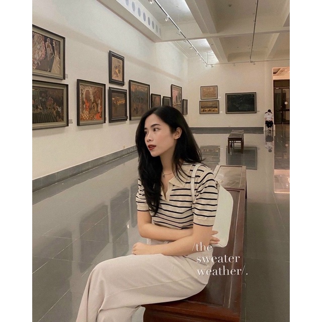 BÁN SỈ ÁO LEN KẺ POLO CỔ KẺ CHO NỮ | BigBuy360 - bigbuy360.vn