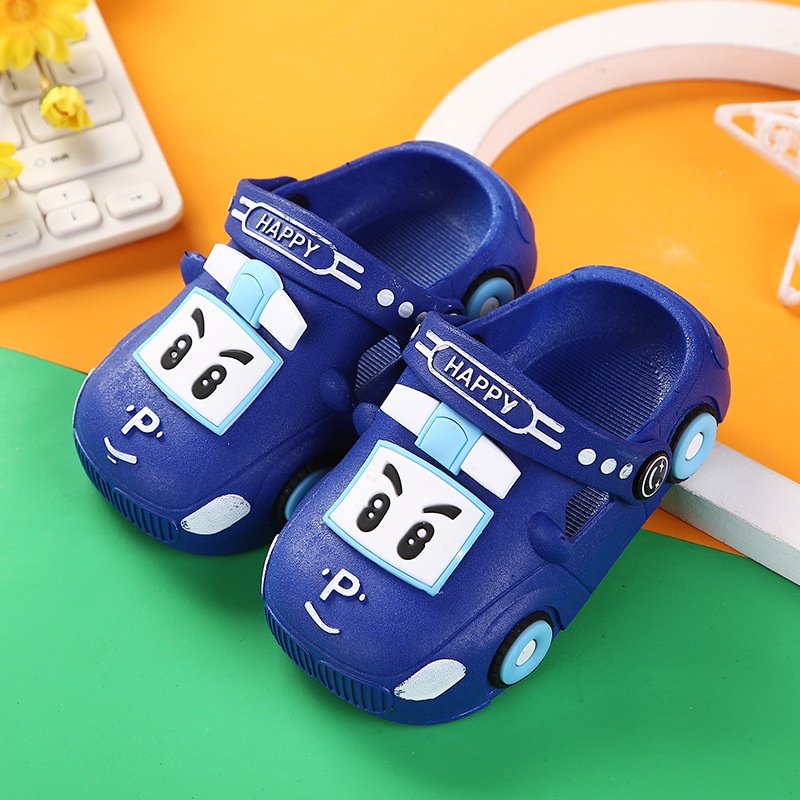 Dép Crocs Đế Mềm Chống Trượt Họa Tiết Xe Hơi Hoạt Hình Chất Lượng Cao Cho Trẻ Em