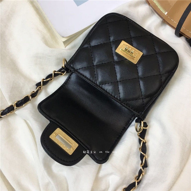 Túi mini dây xích da cao cấp lingge túi đeo chéo thời trang màu đen giá rẻ