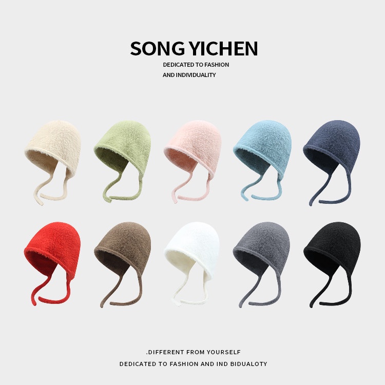 Nón Len Giả Lông Cừu Mềm Mại Ấm Áp Chống Gió Thời Trang Thu Đông Cho Nữ