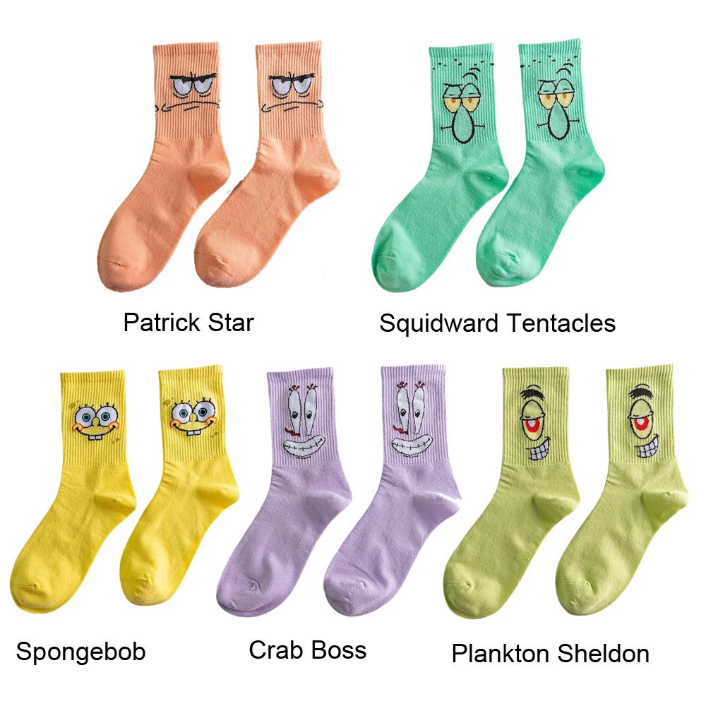 Vớ cotton họa tiết hoạt hình spongebob co giãn tốt thời trang cho nữ