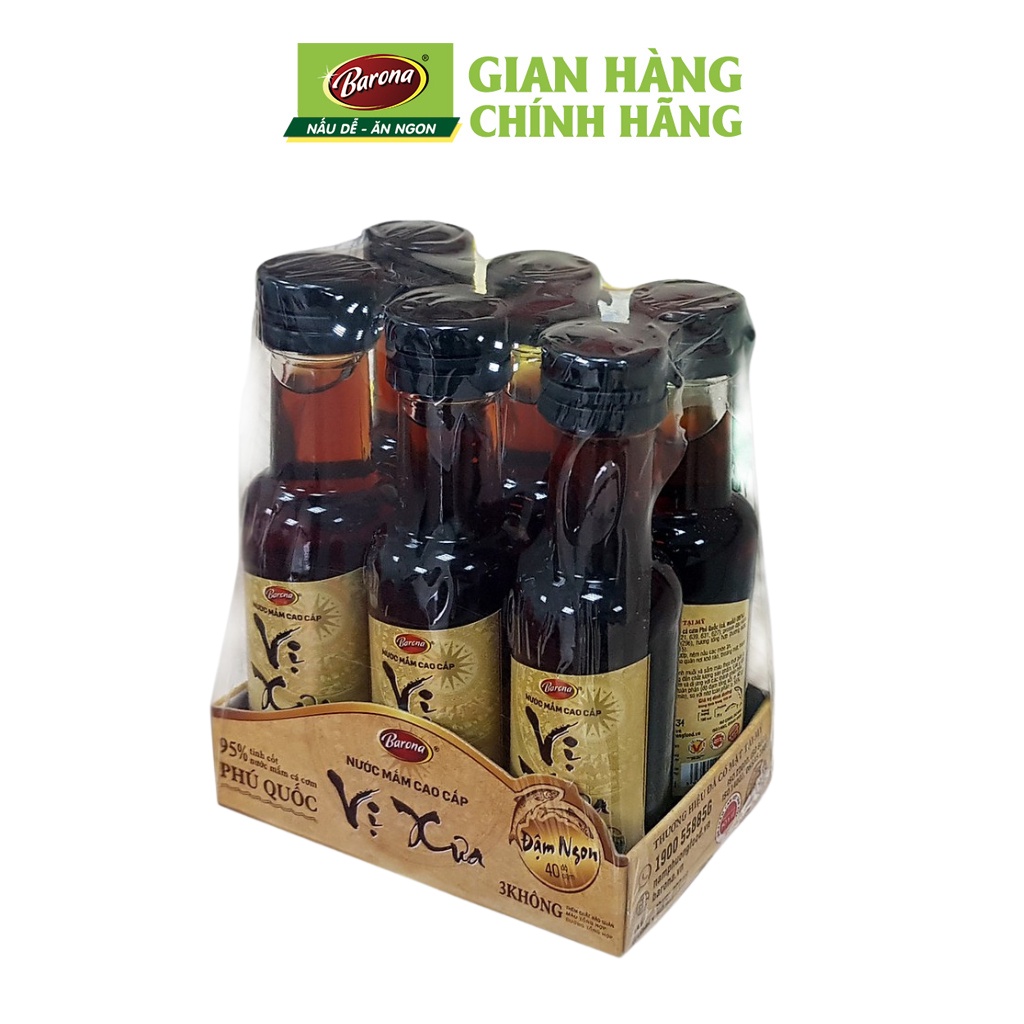 Combo 1 lốc (6 chai) Nước Mắm Cao Cấp Vị Xưa Barona 40N 50ml