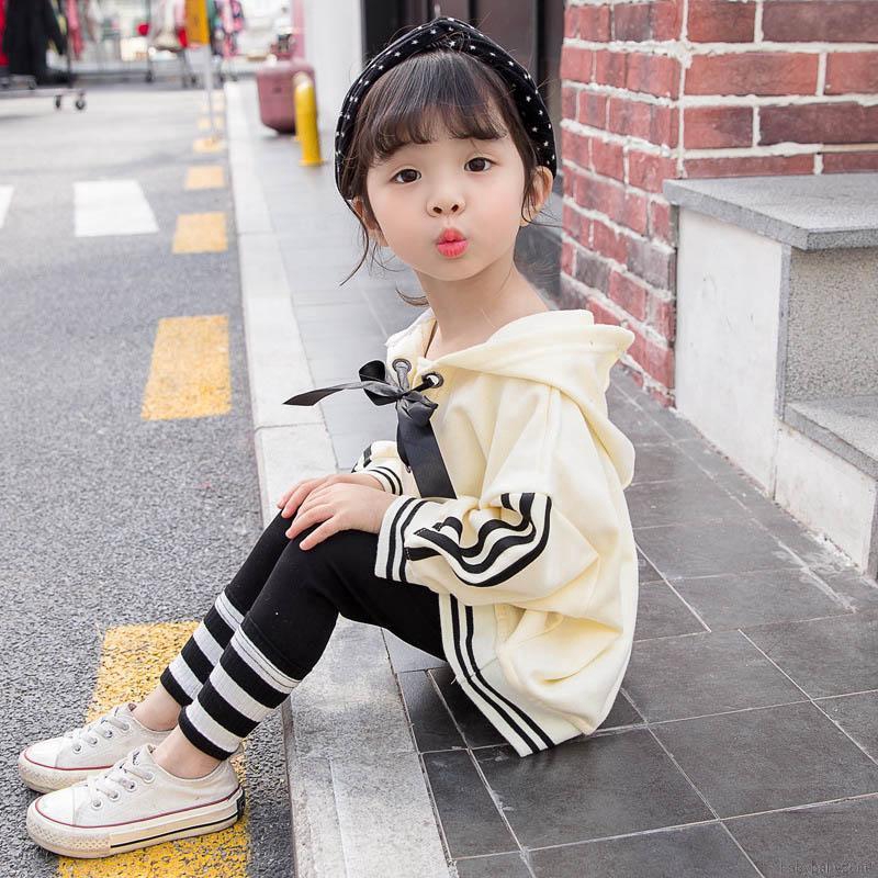 Spring Autumn Baby Girl Long Sleeve Bow Hoodie Sweatshirt +Pants