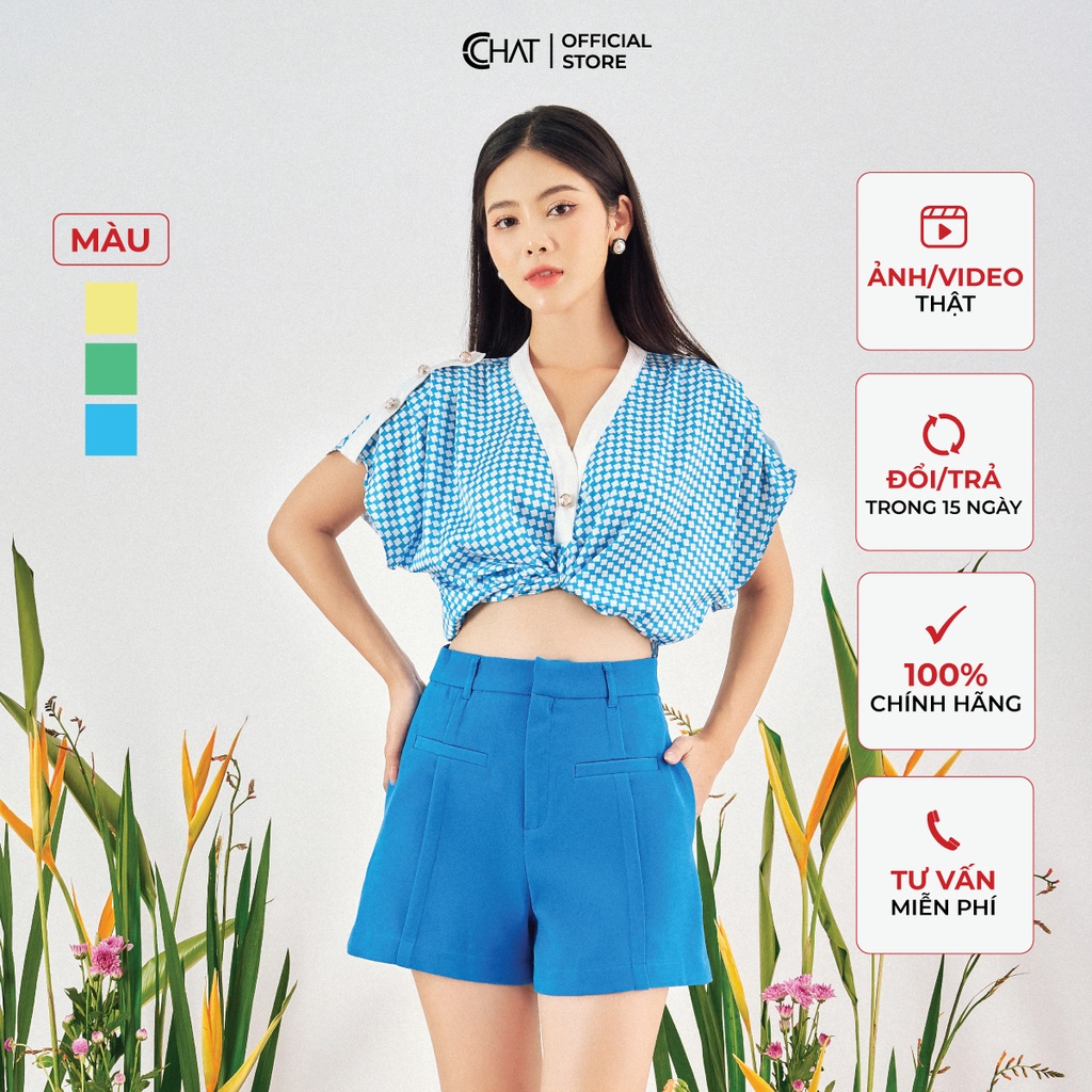 Áo Kiểu Nữ 𝐂𝐂𝐇𝐀𝐓 Vai Chờm Buộc Eo Chất Lụa Cao Cấp Phong Cách Trẻ Trung 12ANL8005OT