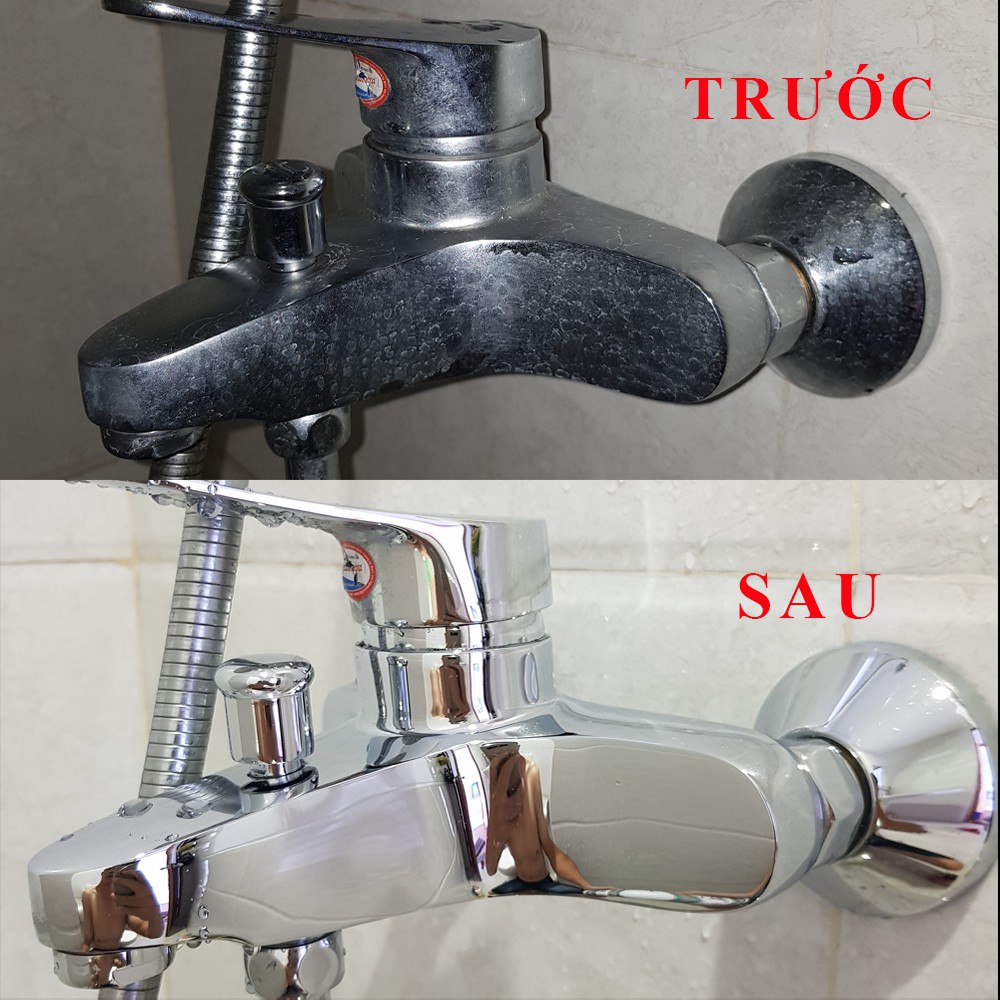 Siêu tẩy cặn canxi, ố vàng, cáu cặn trên bồn sứ, sen vòi inox và gạch men nhà tắm. Nguyên Hoàng chai 250ml