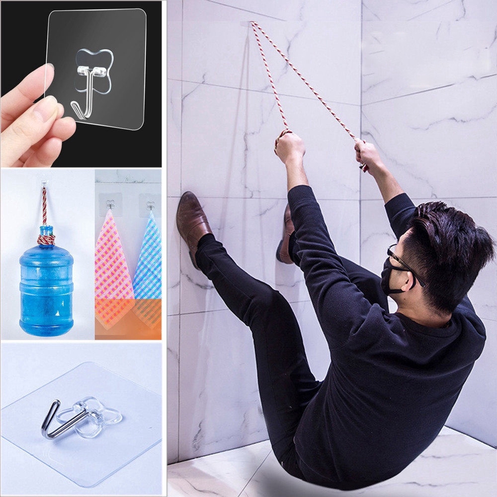 Set 5 Móc Treo Đồ Dán Tường Bằng Thép Không Gỉ Trong Suốt