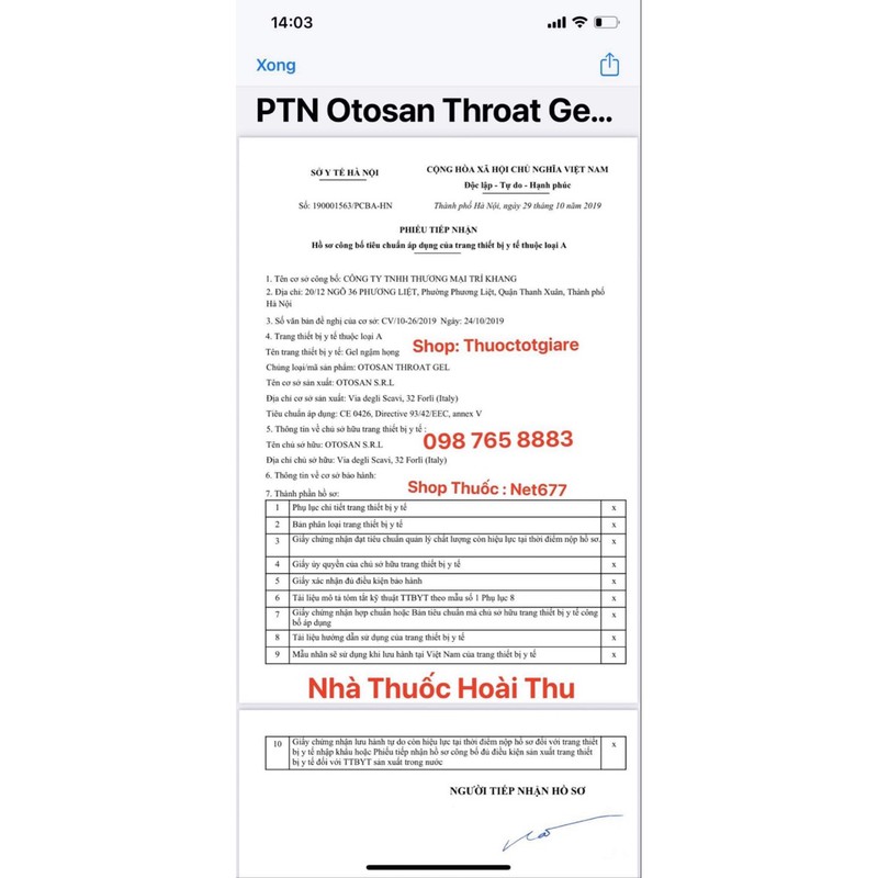 Otosan Throat Gel Forte - Giảm ho , giảm đau họng, long đờm, an toàn cho mẹ bầu