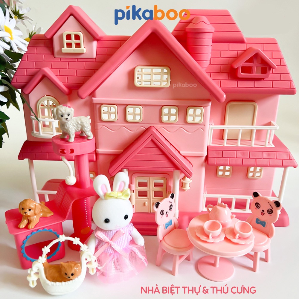 Đồ chơi trẻ em Ngôi nhà thỏ cao cấp Pikaboo màu sắc ngọt ngào chất liệu nhựa ABS an toàn cho bé